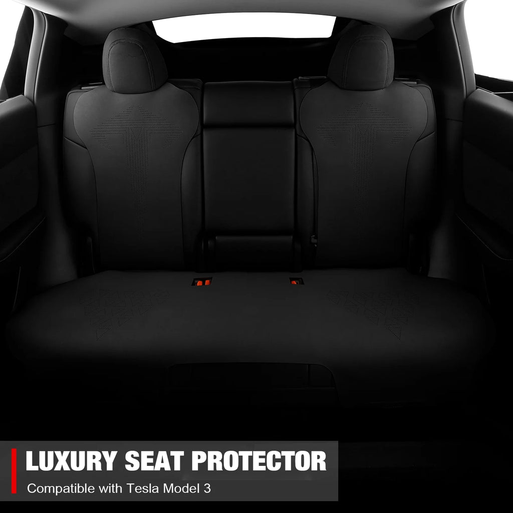Black Suede Leather Seat Cover Cushions for Tesla Model 3 B669