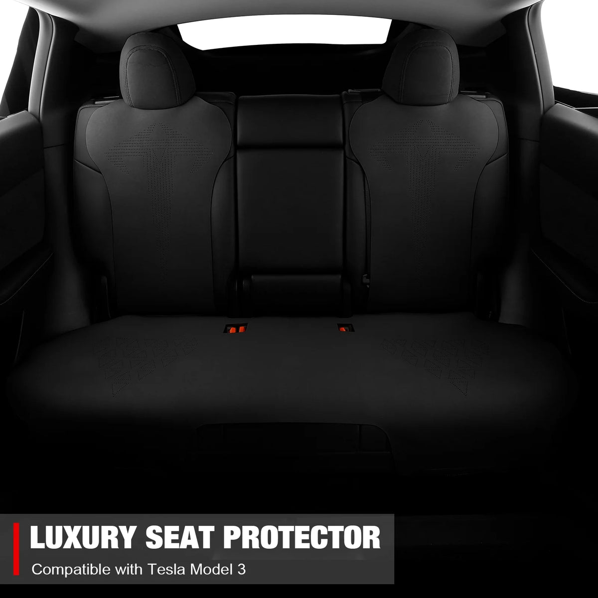 Black Suede Leather Seat Cover Cushions for Tesla Model 3 B669