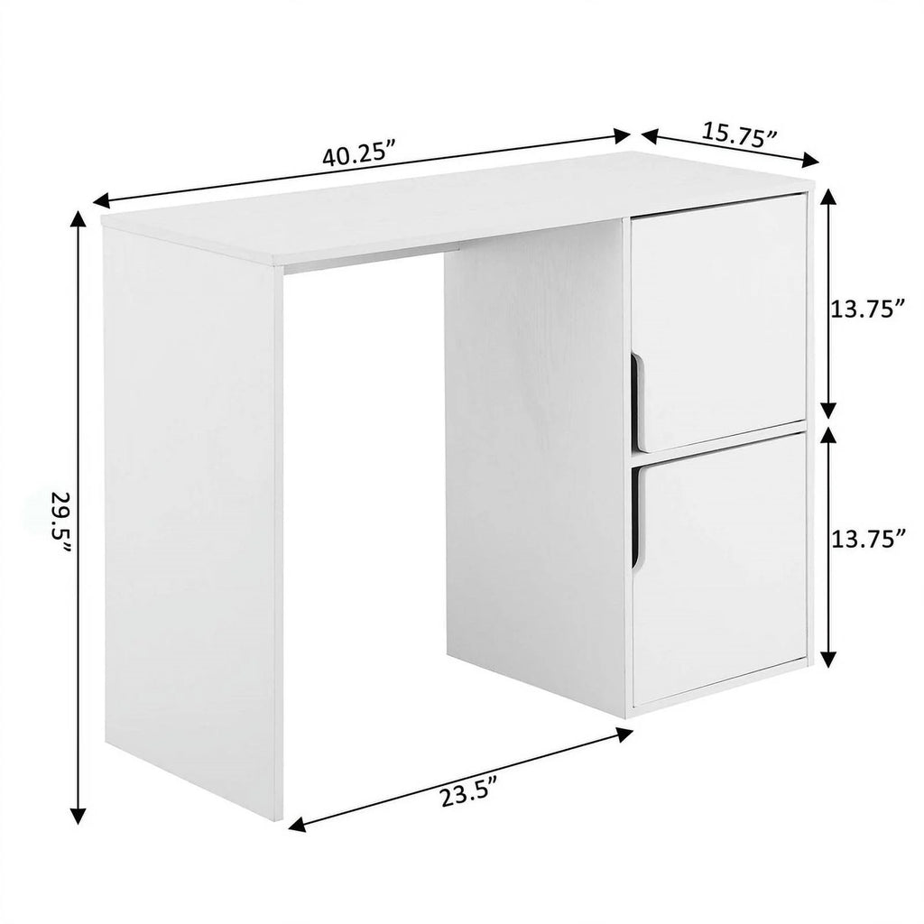 Student Desk with Storage Cabinets in White Wood Finish D813328