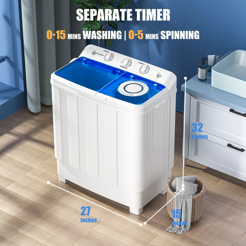 Portable 28lbs Twin Tub Compact Semi-Automatic Washer Spinner Combo O976