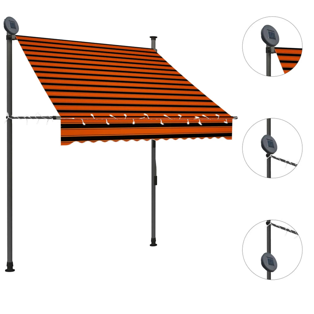 Manual Retractable Awning with 59.1" Orange and Brown S4449