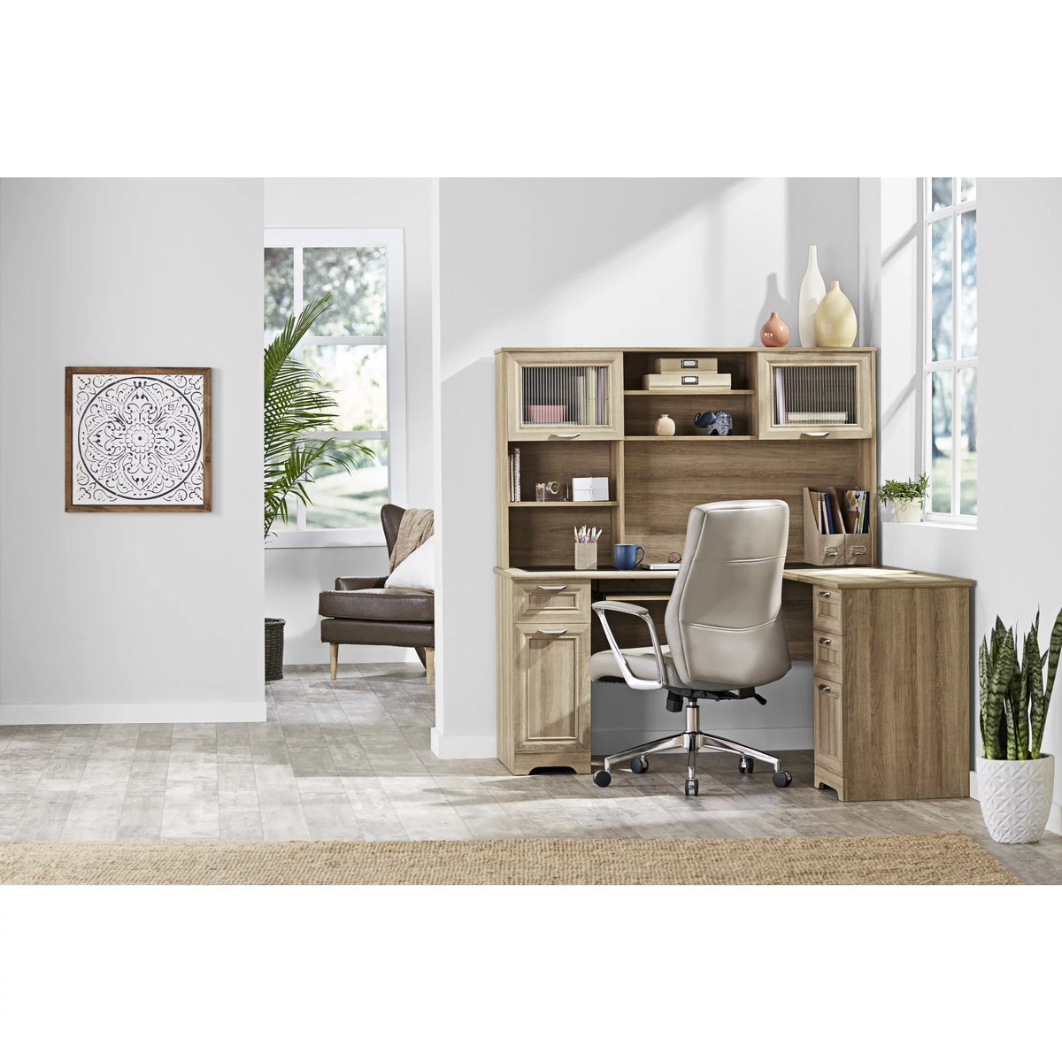 Blonde Ash L-Shape Corner Desk B72042