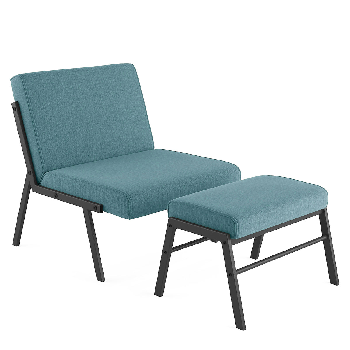 Green Linen Accent Chair with Ottoman S773725