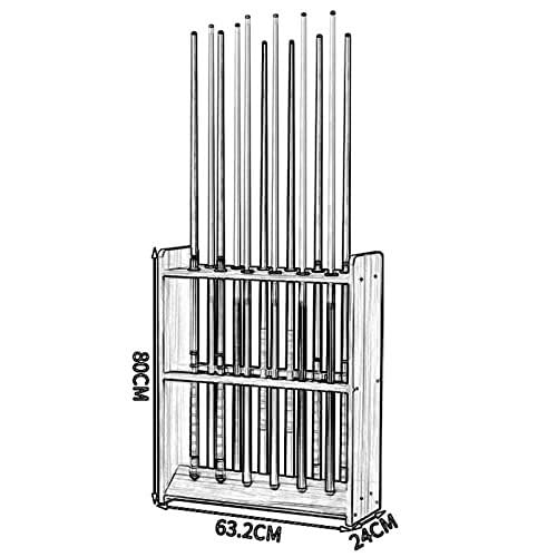 Teak Wooden Billiard Cue Rack Stand for 12 Cues F13390