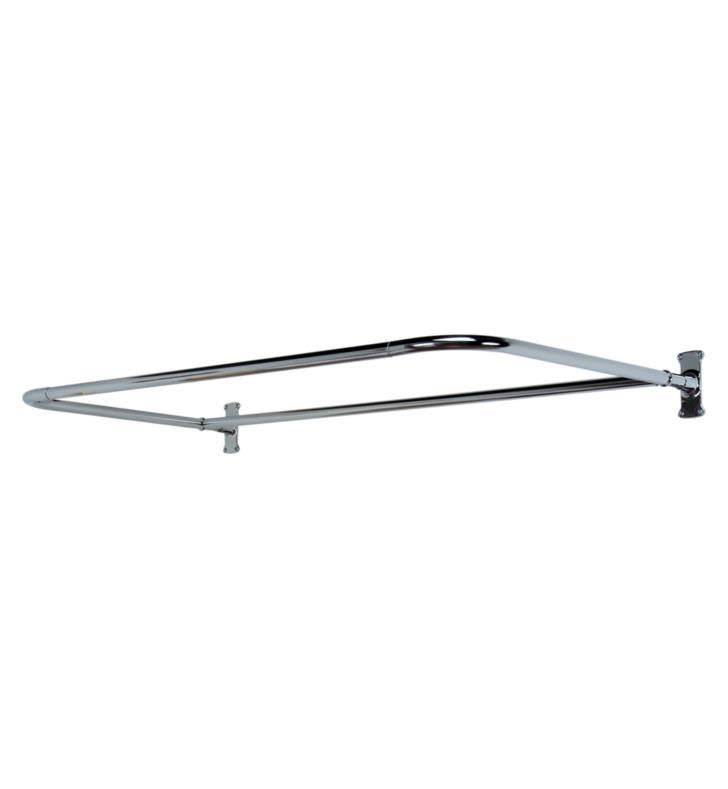 Polished Nickel D Shower Rod with Flanges E145