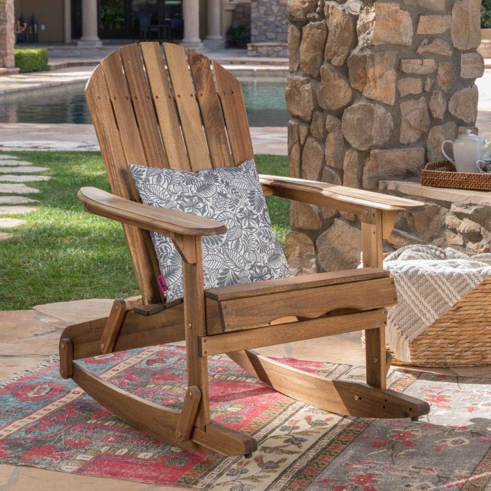 Natural Stained Acacia Wood Adirondack Rocking Chair T387