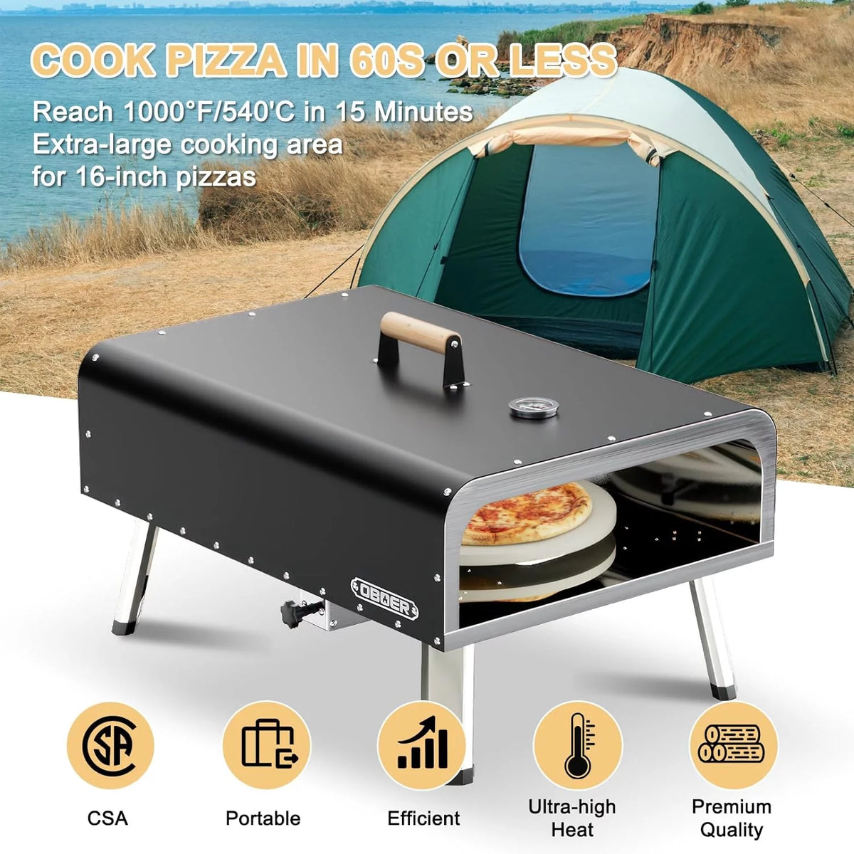 13 Multi-Fuel Rotatable Portable Pizza Oven D581