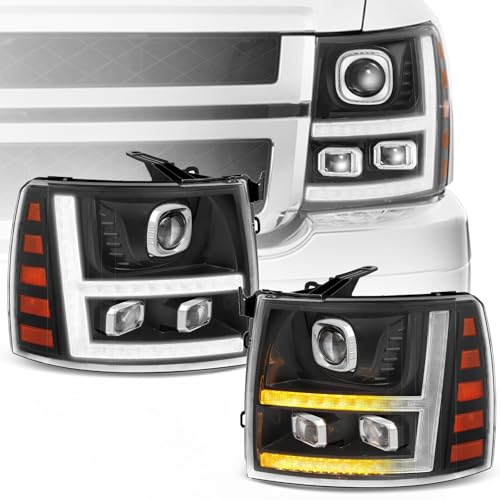 LED Projector DRL Headlight Assembly Black Housing Clear Reflector D7640