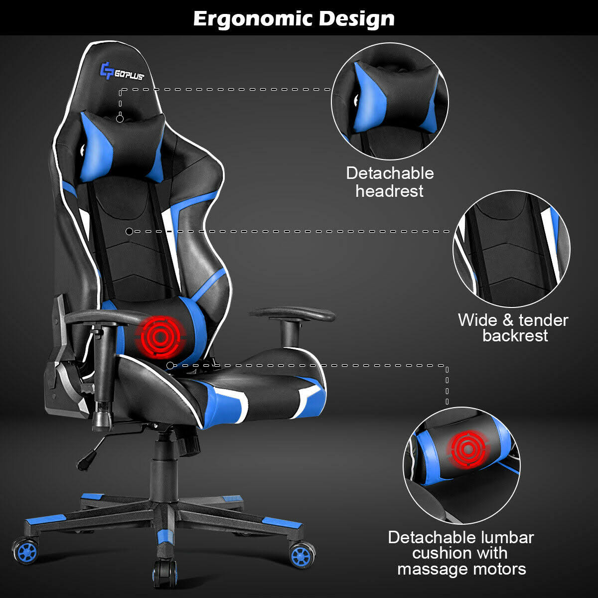 Blue Gaming Reclining Racing Chair L584978