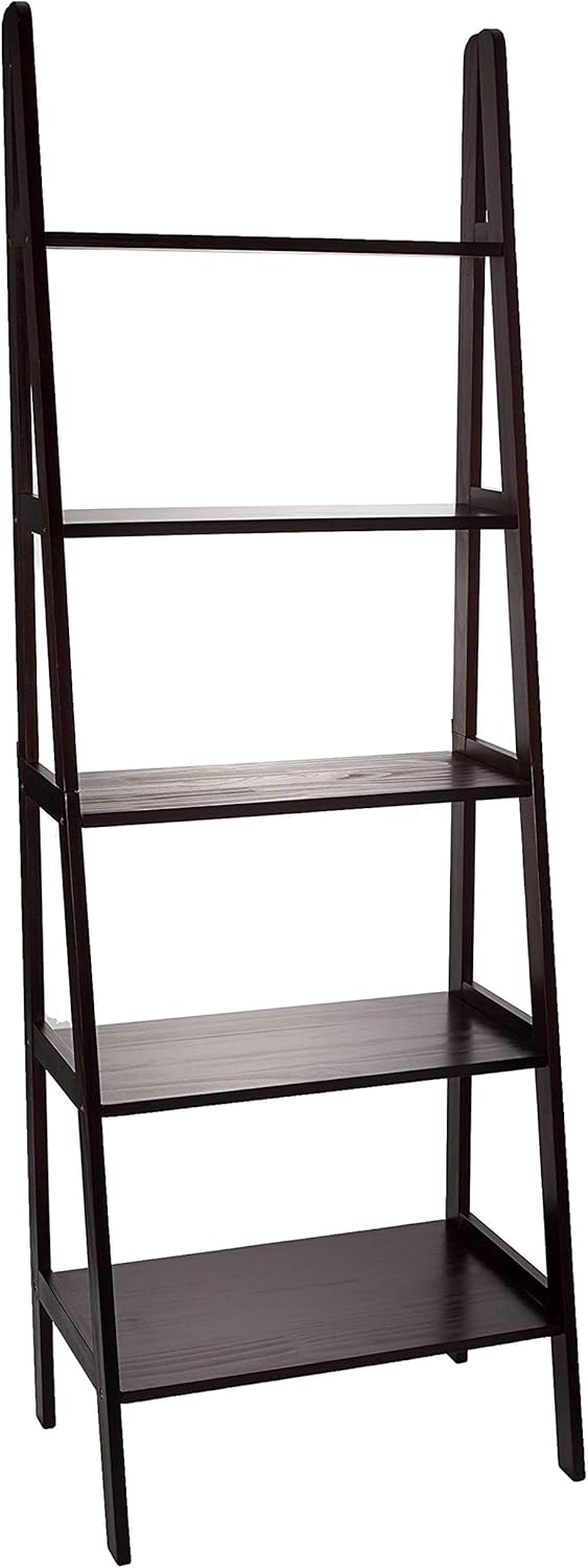 White 5-Shelf Corner Ladder Bookcase Z395
