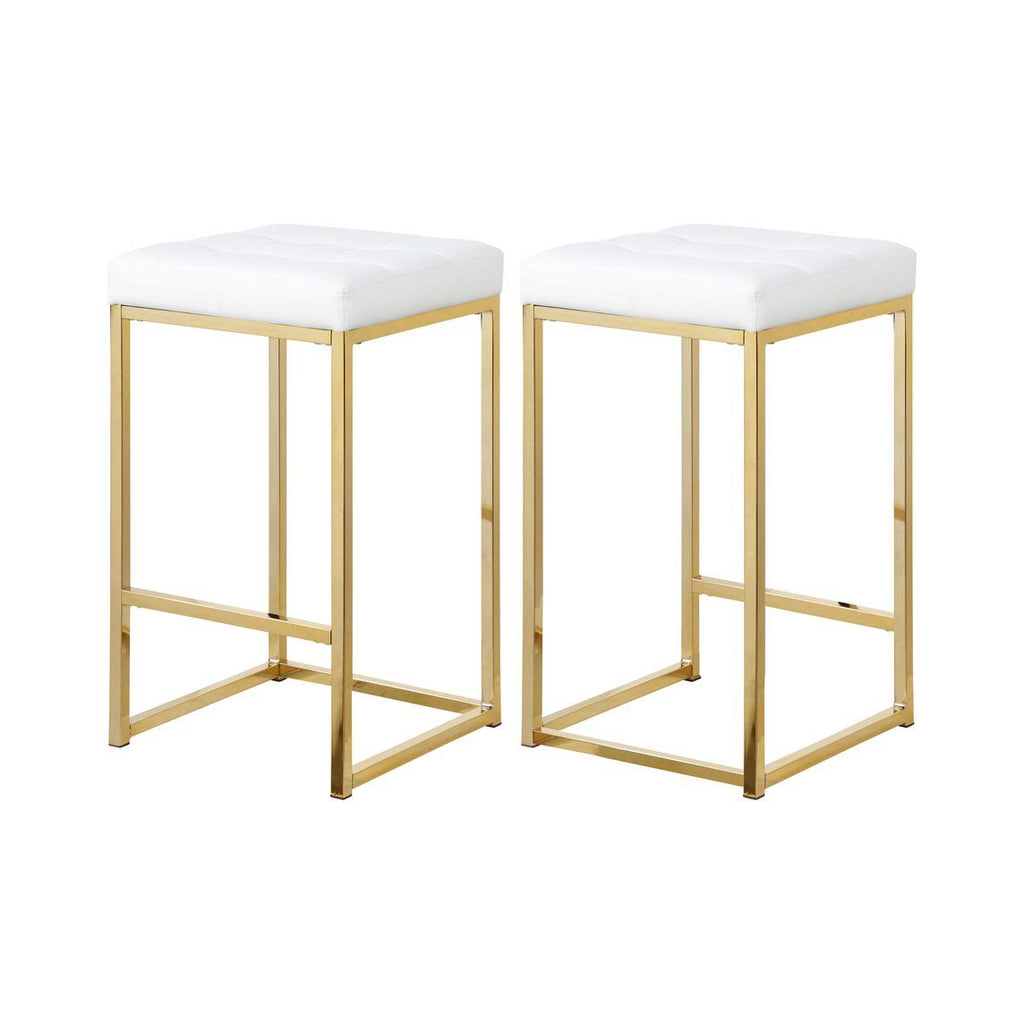 White Leather Tufted Counter Stool (Set of 2) O720425