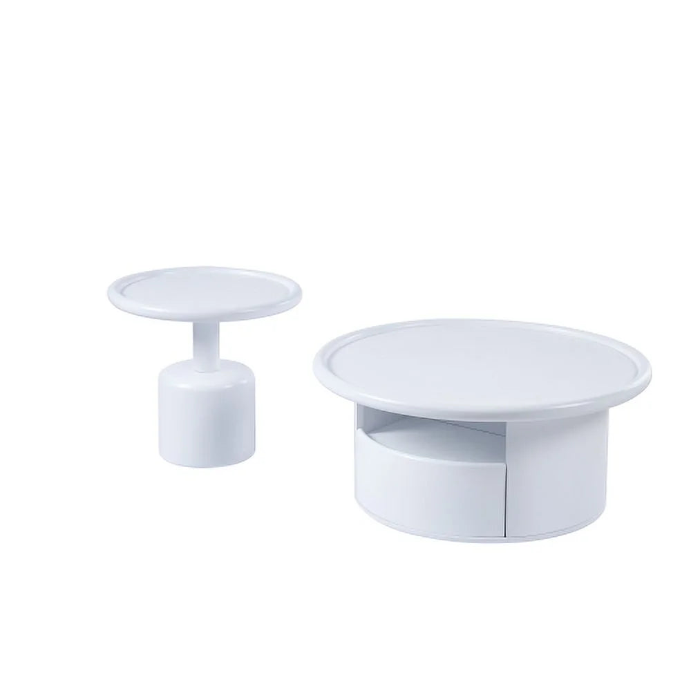 White MDF Round Coffee Table Set G4125