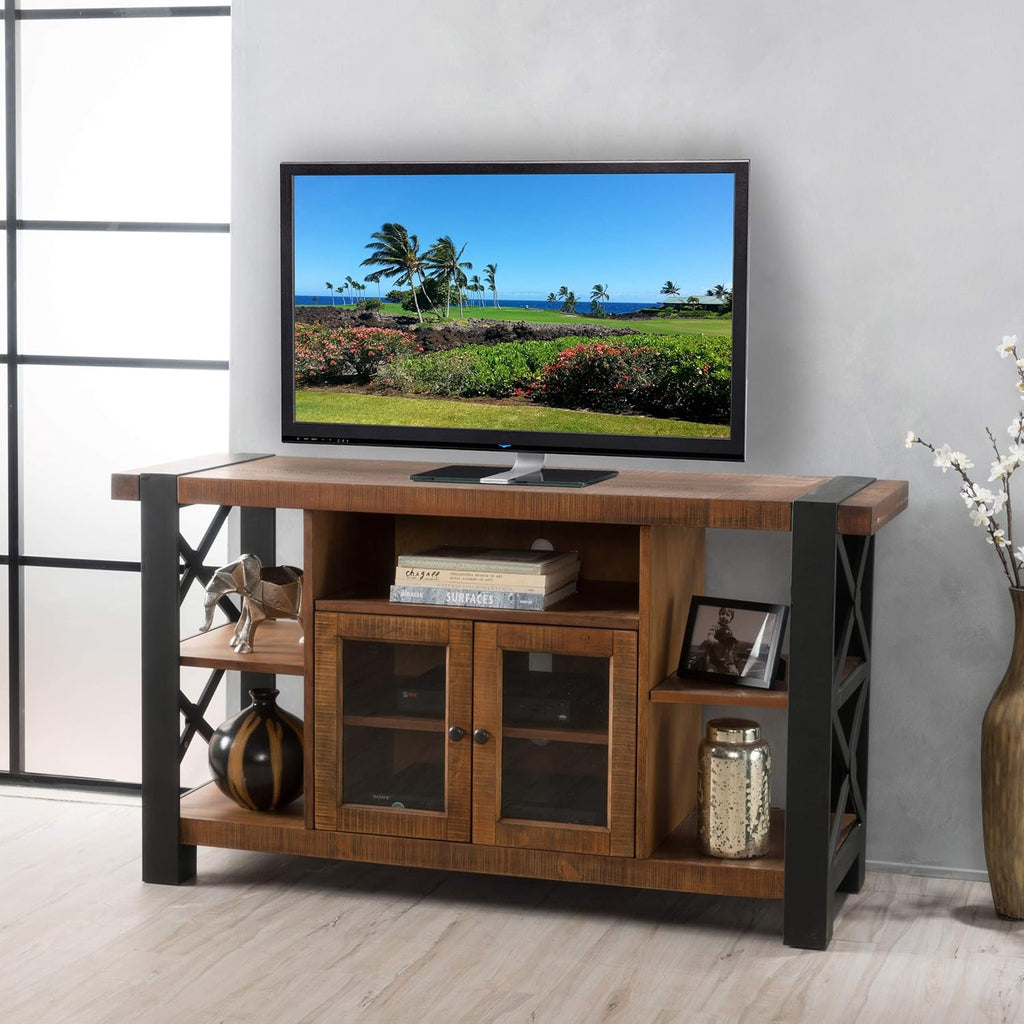 Natural Wood TV Console with Cabinets F9746