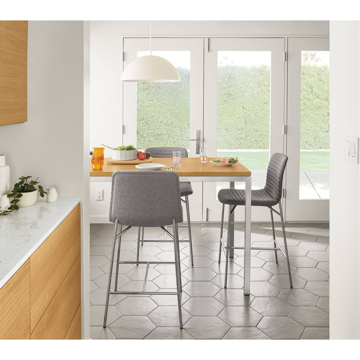 White Parsons Counter Table with White Quartz Top Z79729