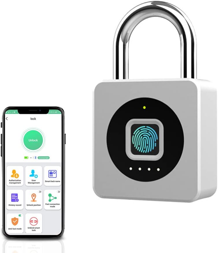 Fingerprint Padlock, Keyless, Waterproof, Pack of 2 F7676