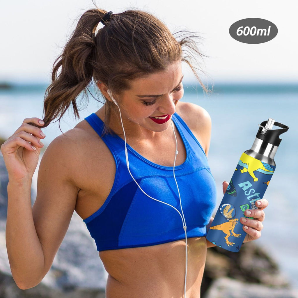Stainless Steel Insulated Thermos Vacuum Flask Water Bottle with Straw Lid B56137