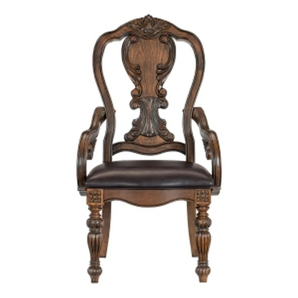Rustic Brown Queen Anne Armchair L39722