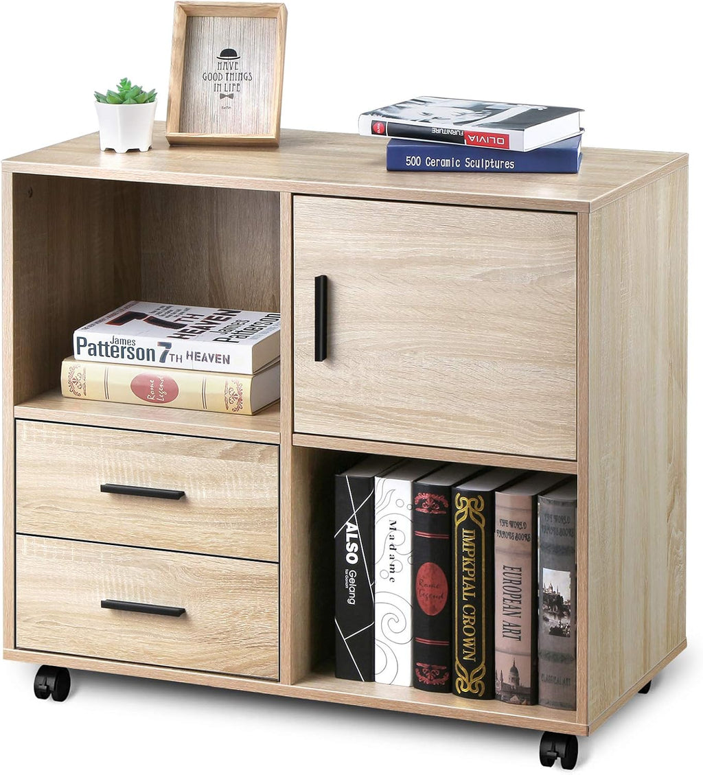 3 Drawer Mobile Wood File Cabinet with Wheels P9088