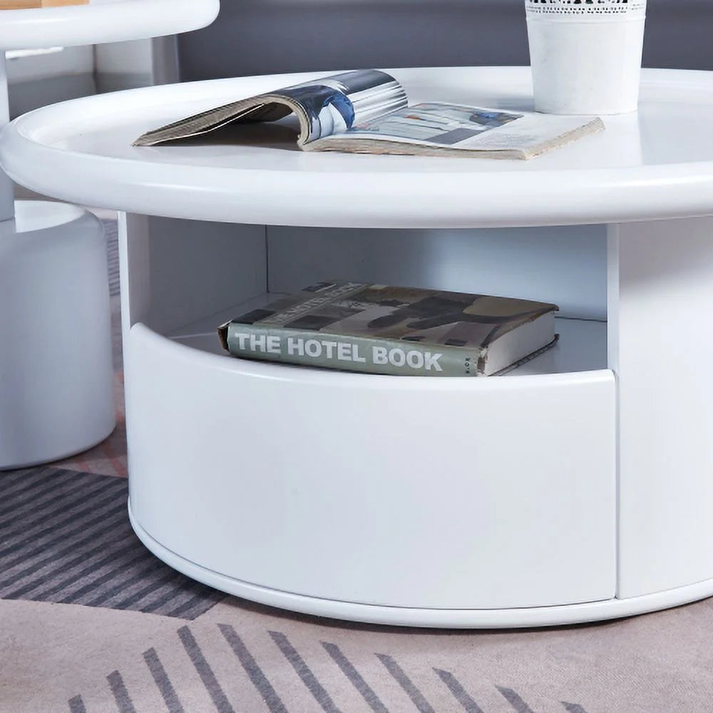 White MDF Round Coffee Table Set G4125