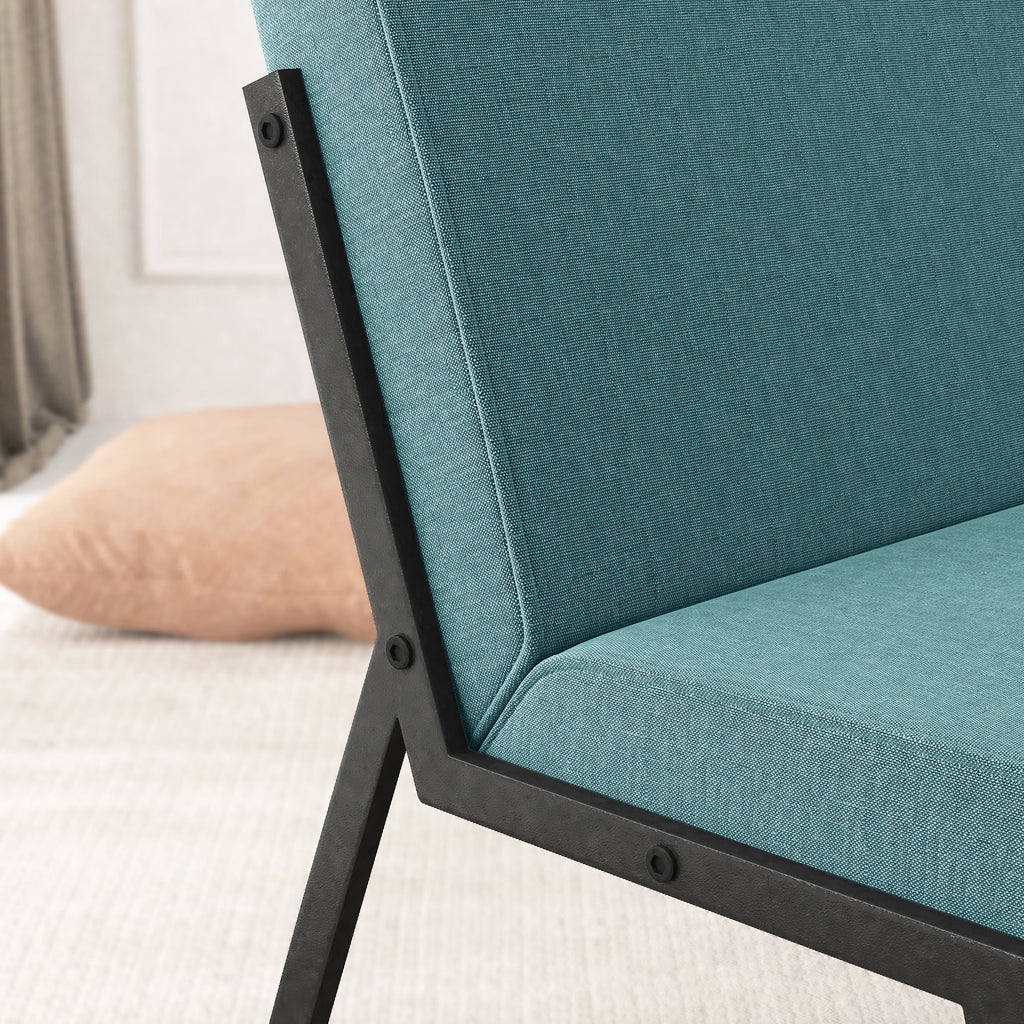 Green Linen Accent Chair with Ottoman S773725