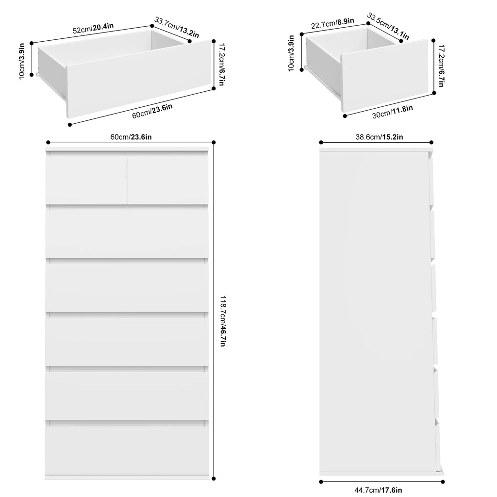 White 7 Drawer Dresser H5505
