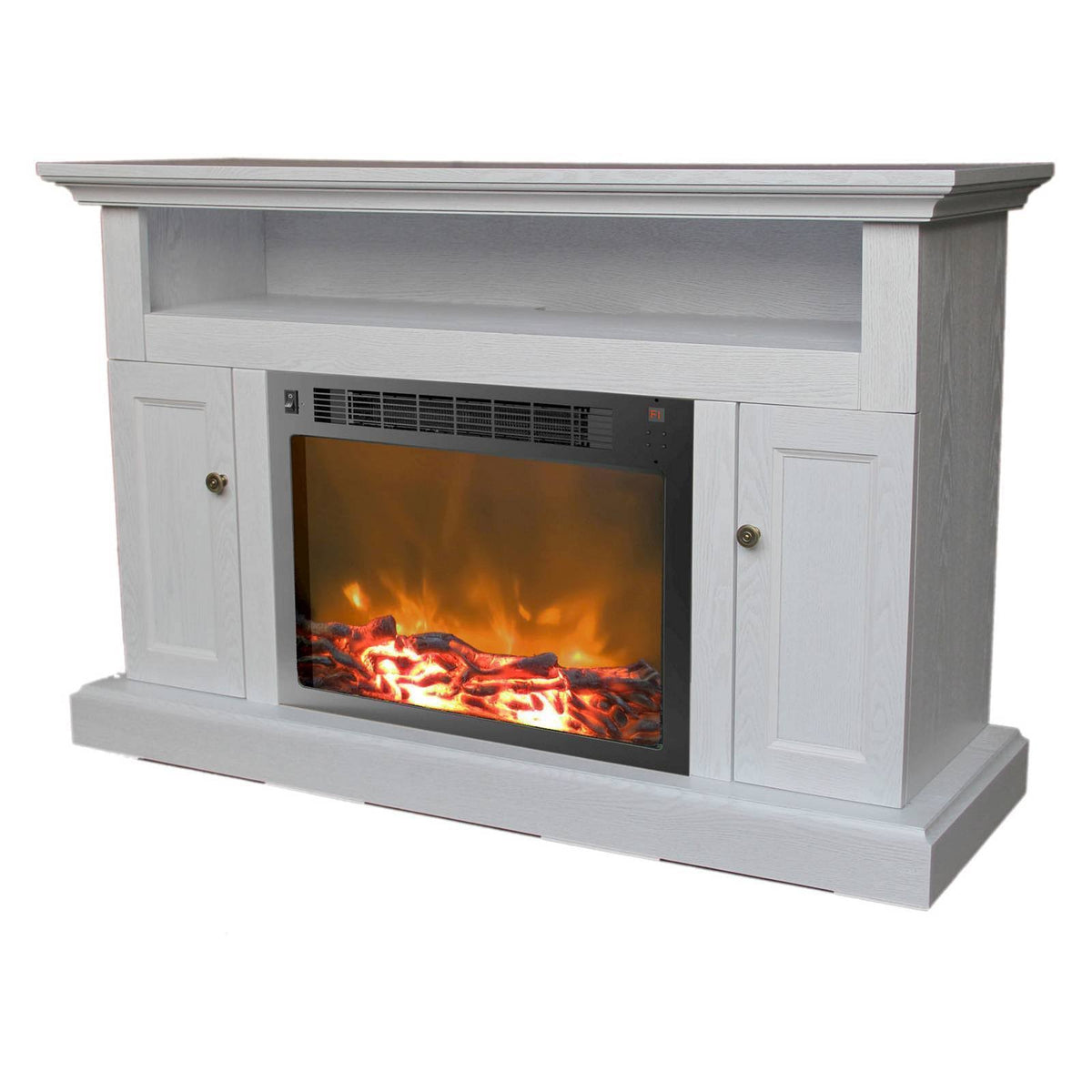 White Mantel with Electronic Fireplace Insert E802