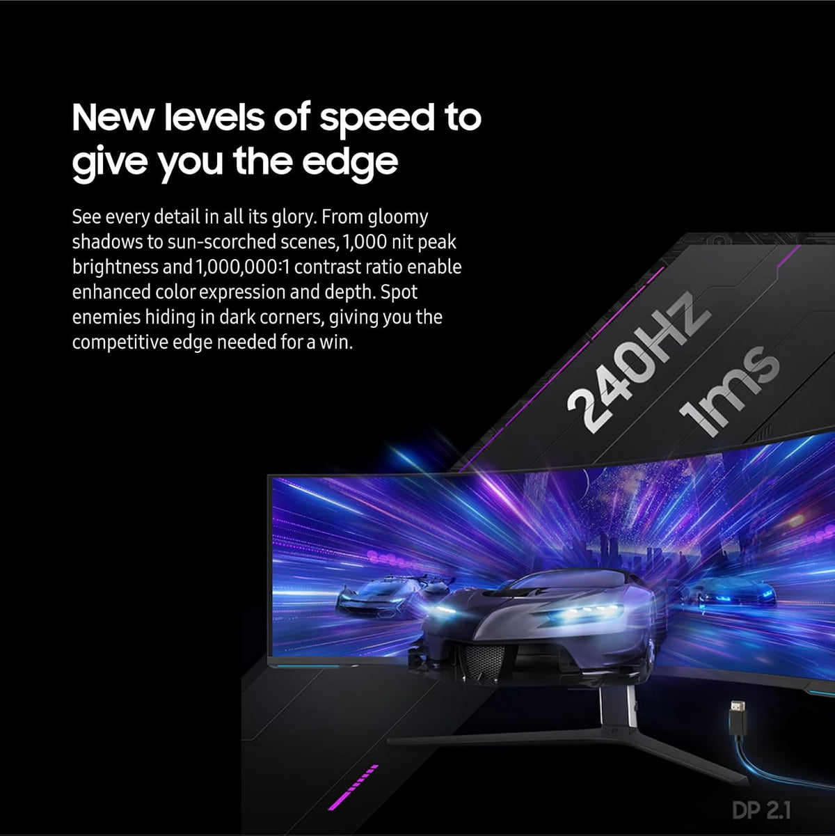 57" Dual 4K UHD 1000R Curved Gaming Monitor, 240Hz, 1ms, Quantum Mini-LED, DisplayHDR 1000 U344