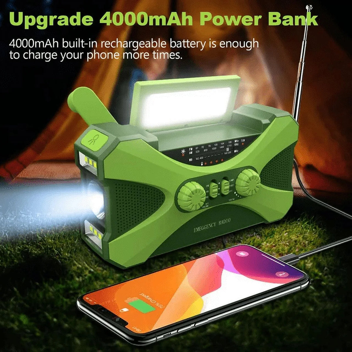 4000mAh AM FM NOAA Hand Crank Solar Emergency Radio with Flashlight C7520
