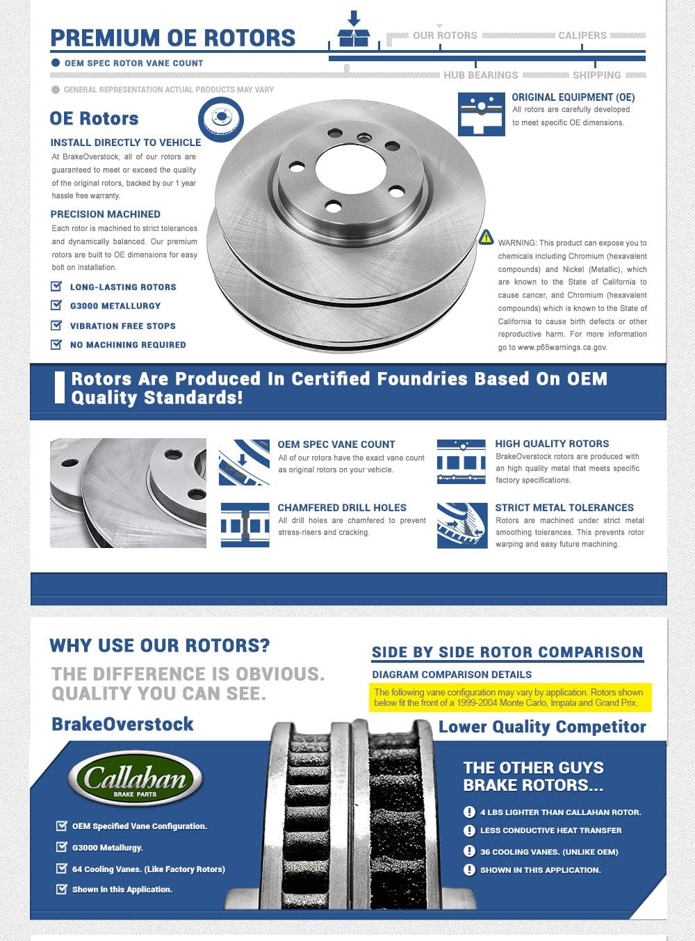 Front and Rear Brake Pads Rotors and Clips X718227