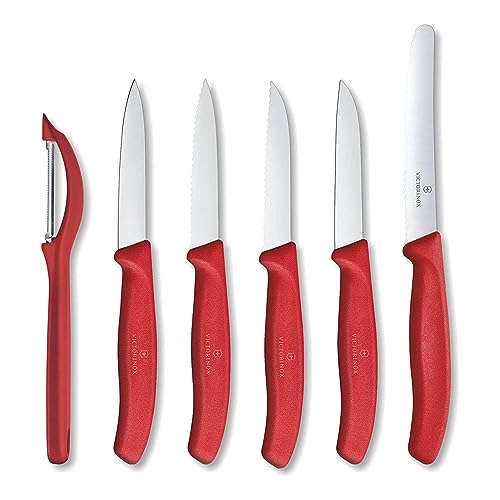 Red Set of 6 Swiss Classic Knife Set U31457