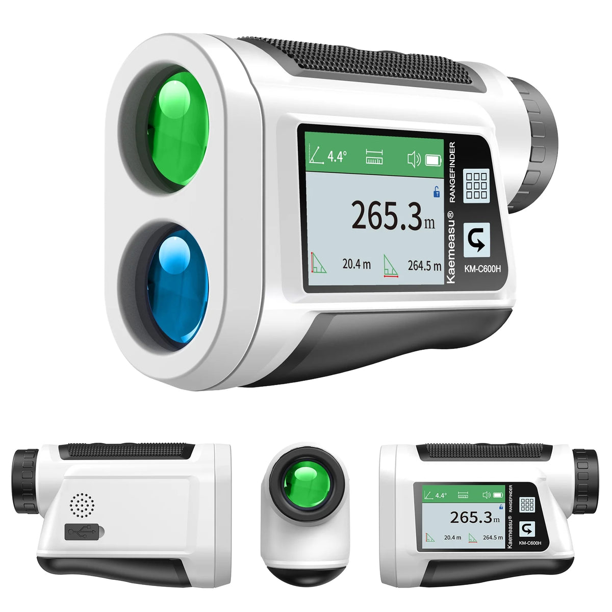 6X Magnification Rangefinder with LCD Touch Screen, USB Rechargeable, 600M Range, Black L84729