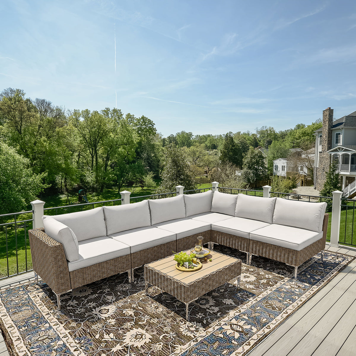 7 Piece Patio Furniture Set with Soft Cushion F15782