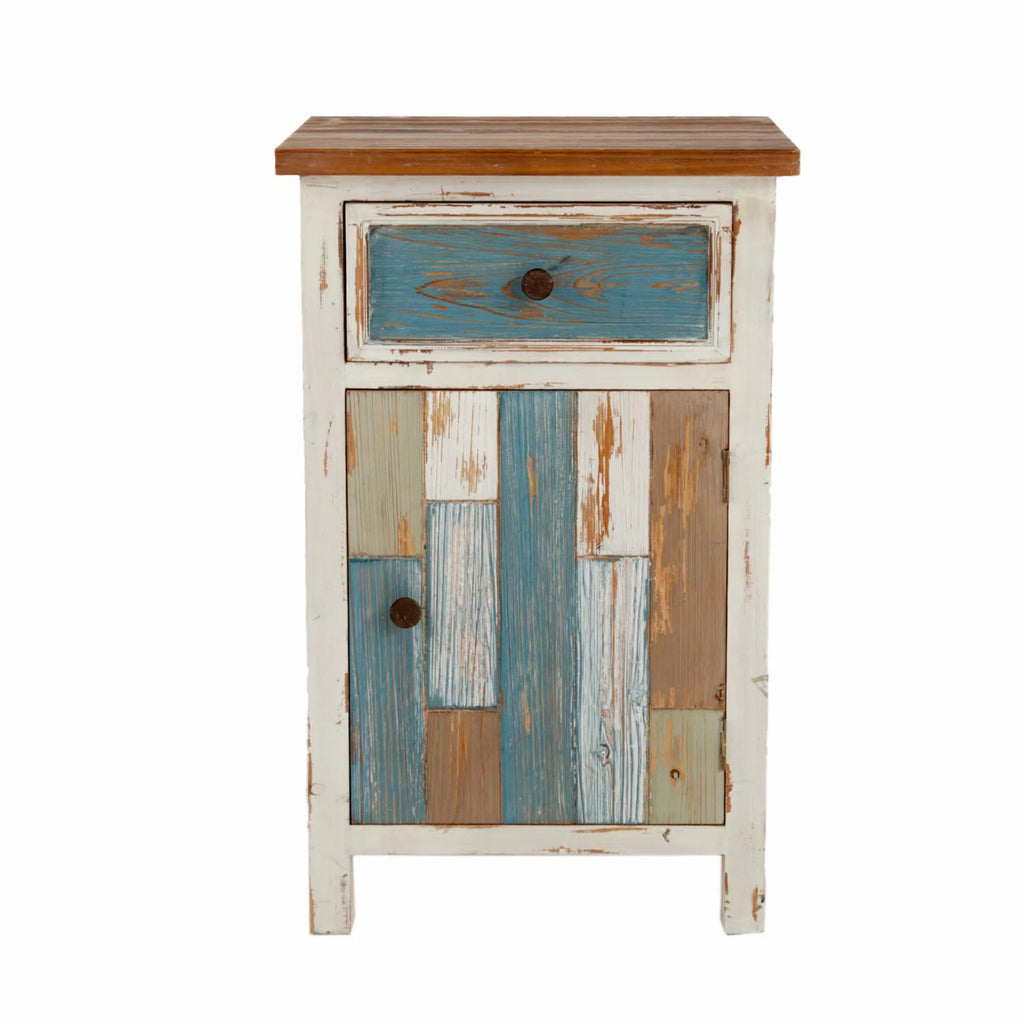 Rustic Multi-Color Wood 1-Drawer 1-Door End Table A39227