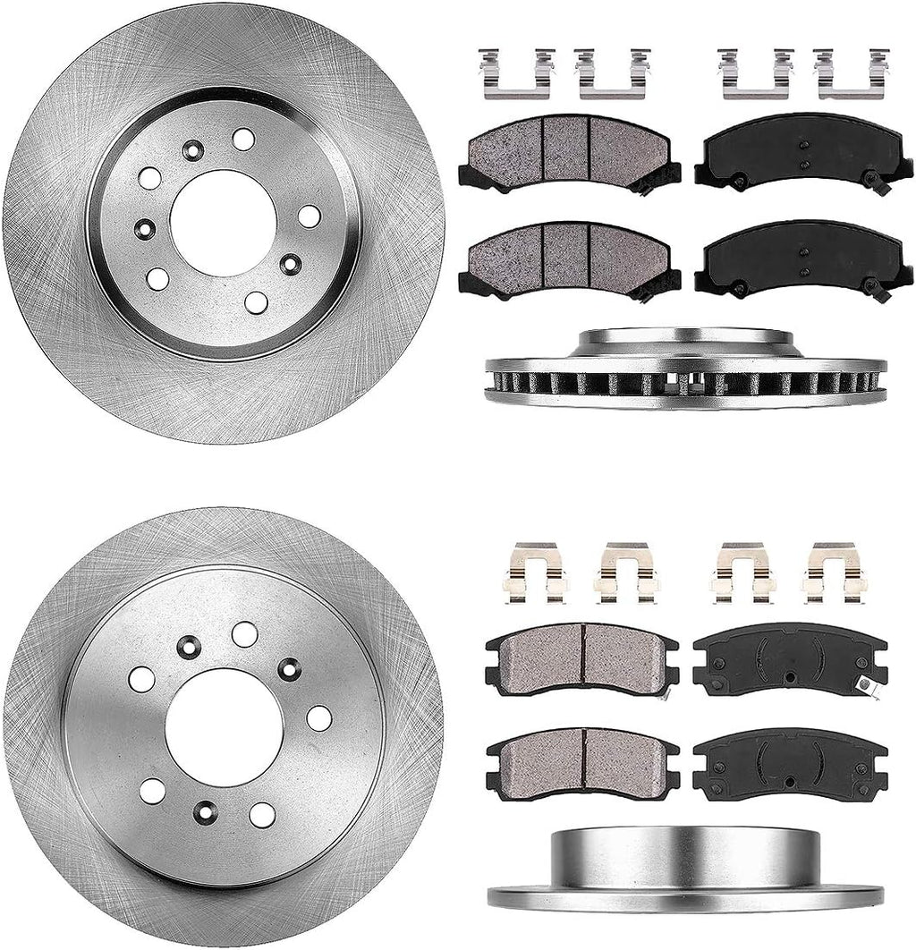 Front and Rear Brake Pads Rotors and Clips X718227