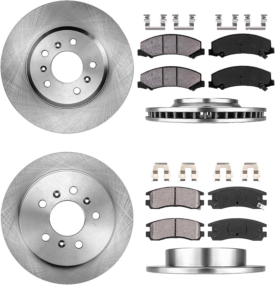 Front and Rear Brake Pads Rotors and Clips X718227