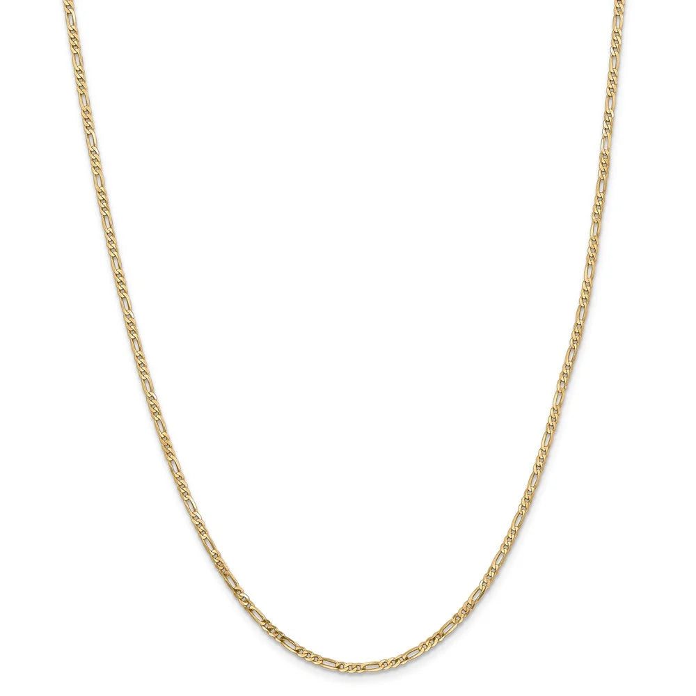 14kt Yellow Gold Flat Figaro Chain 22 inch Lobster Clasp N210
