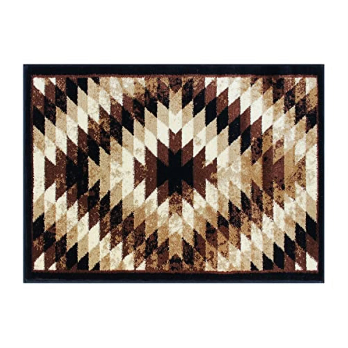 Black Beige Brown Rectangular Area Rug 2' x 3' N5373