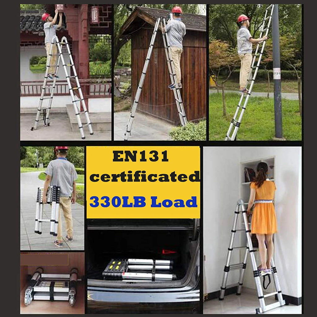16.5FT Aluminum Telescoping Extension Ladder T2605