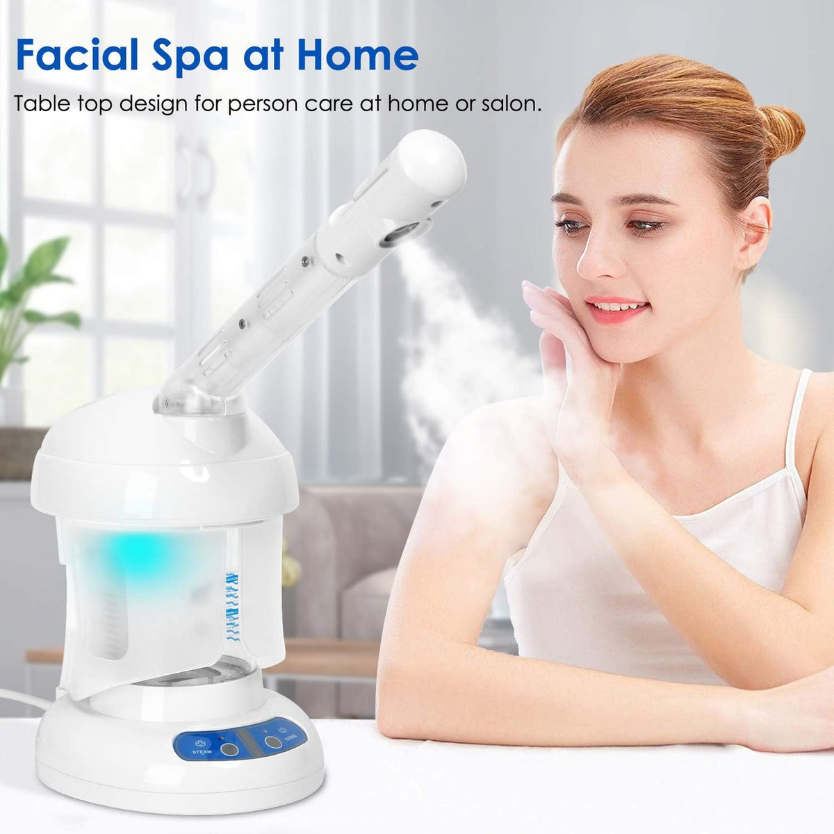White Nano Ionic Facial Steamer with Extendable Arm E718