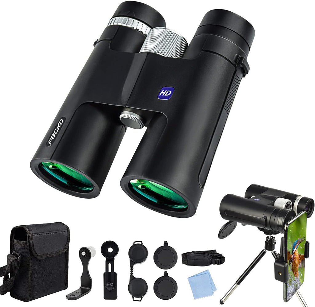 12x42 HD Roof Prism Waterproof Binoculars with Tripod Carrying Case Mobile Phone Clip Pack of 2 W962