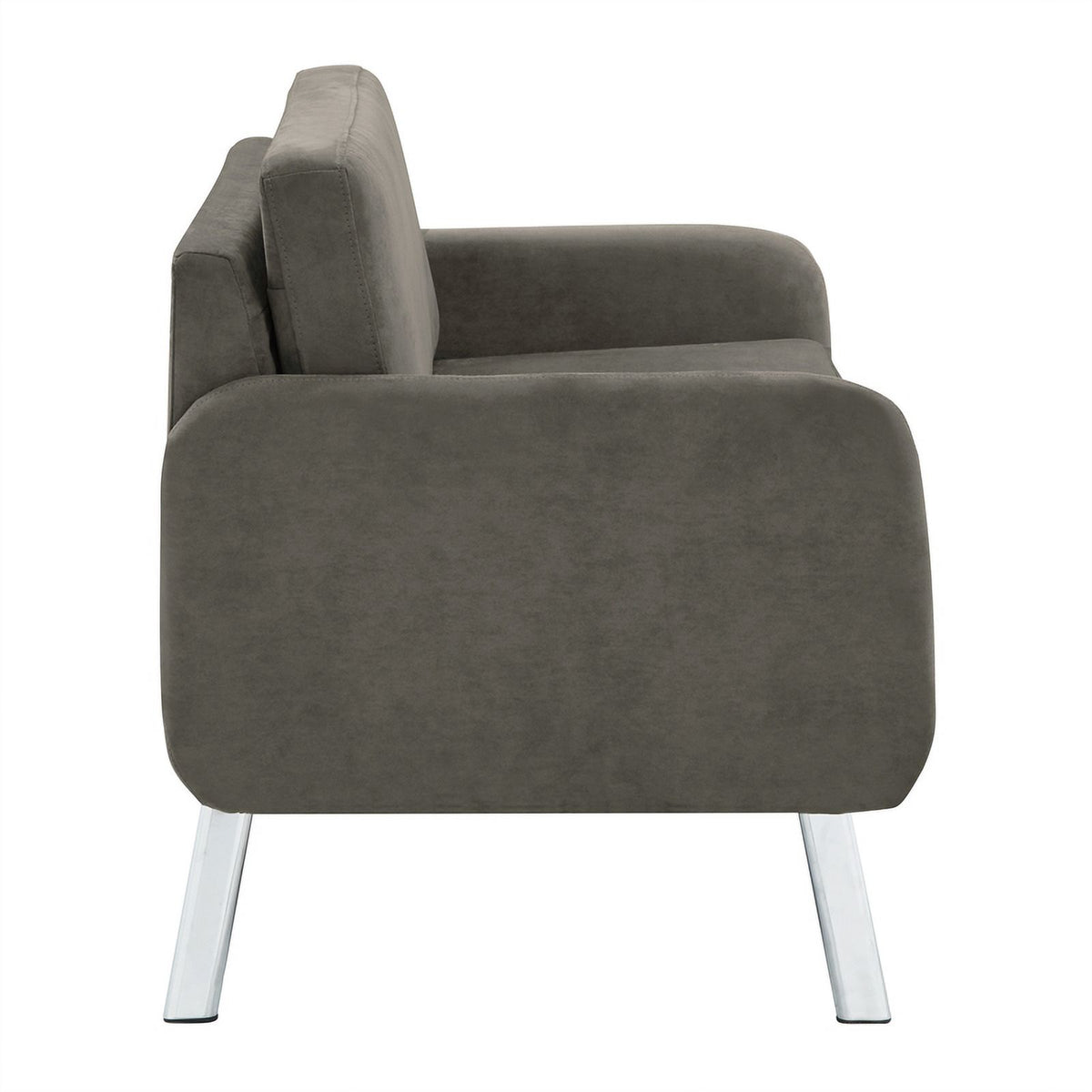 Charcoal Fabric Lounge Loveseat with Chrome Legs Y436913