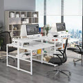 94.5 inch Extra Long Double Computer Desk with Storage Shelf and Printer Shelf Q5666
