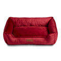 Faux Velvet Box Dog Bed Large Red 27" x 37" U704