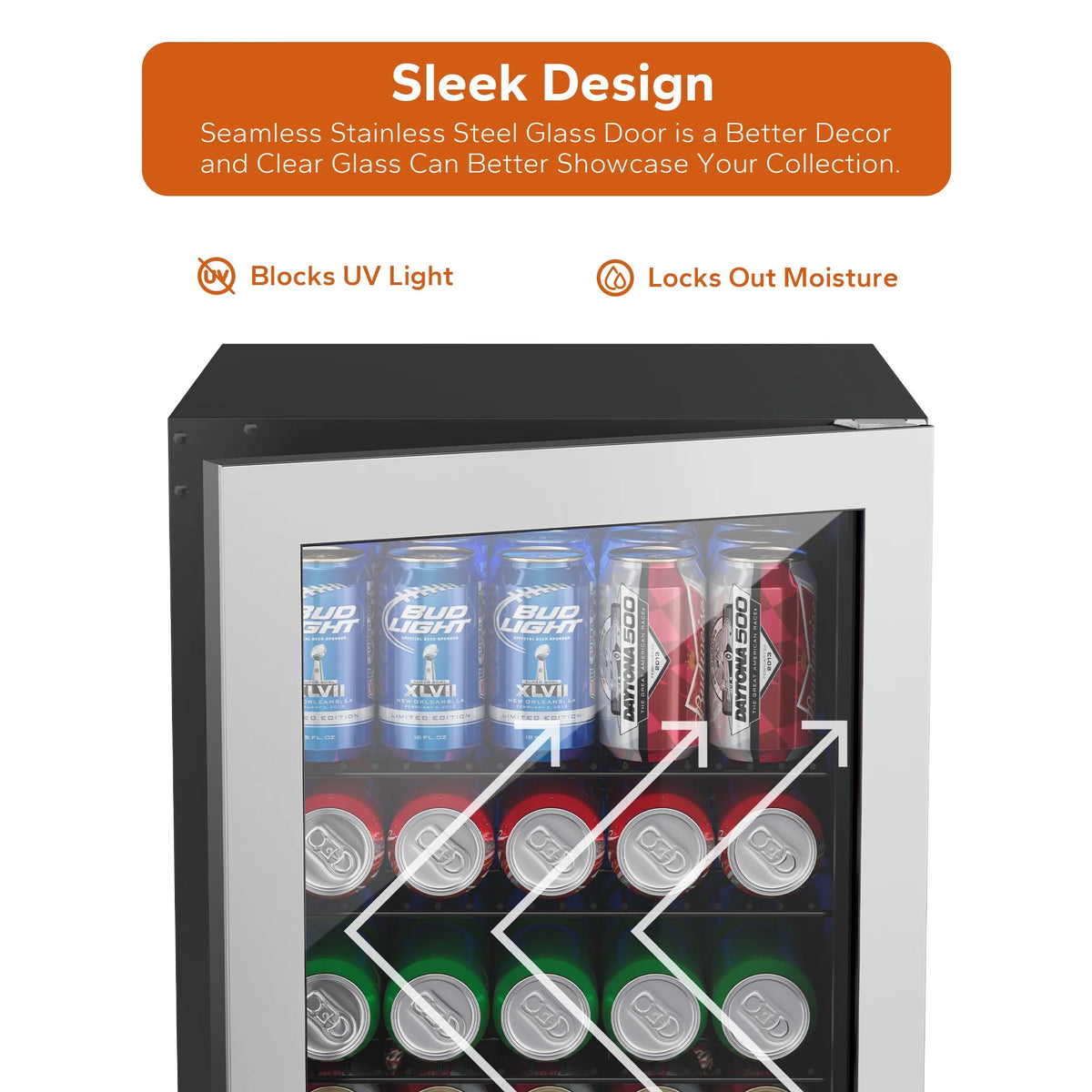 Beverage Refrigerator and Cooler 77 Can Mini Fridge with Glass Door N7273