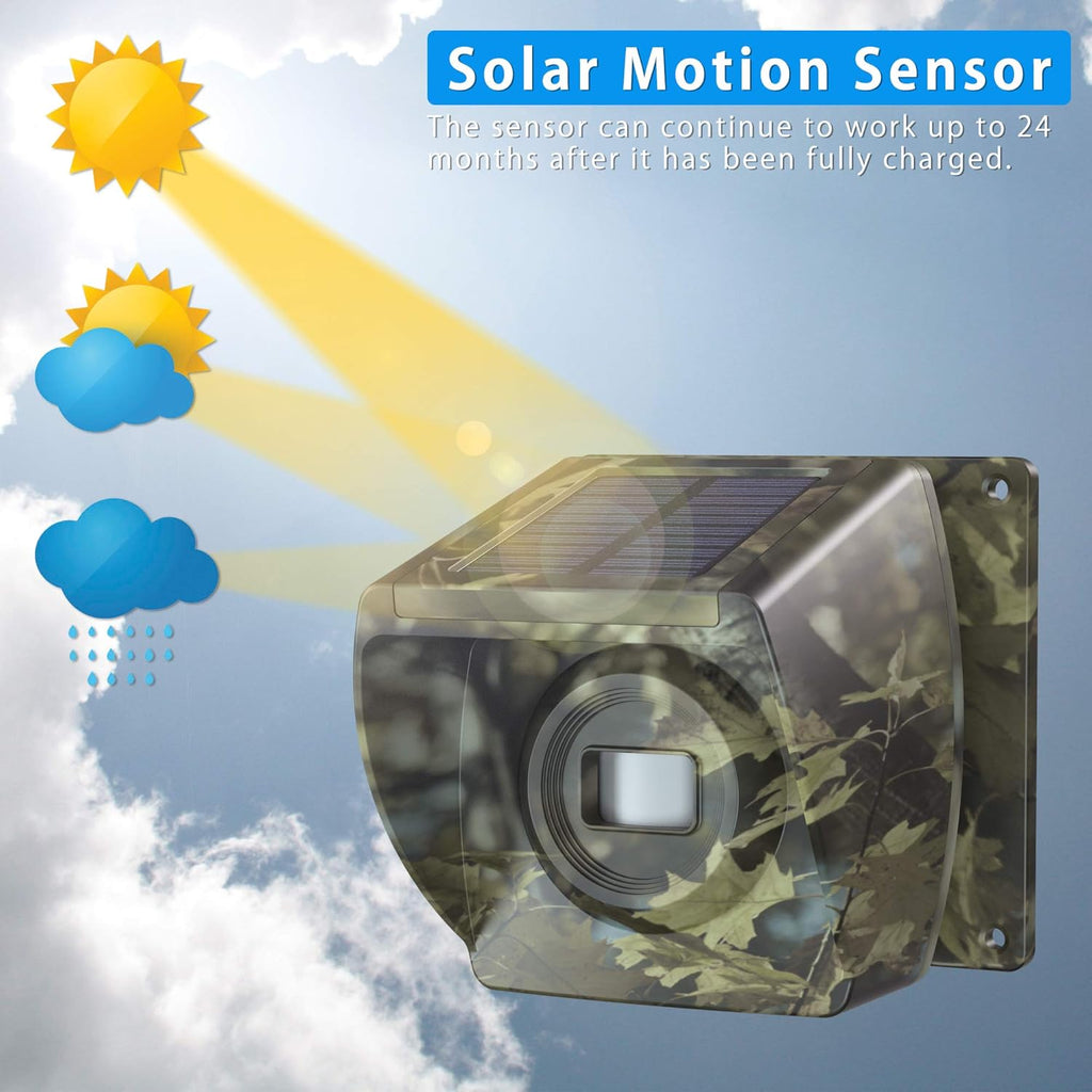 Solar Driveway Alarm Wireless Outdoor Motion Sensor Detector System with Rechargeable Battery Weatherproof Mute Mode P12200