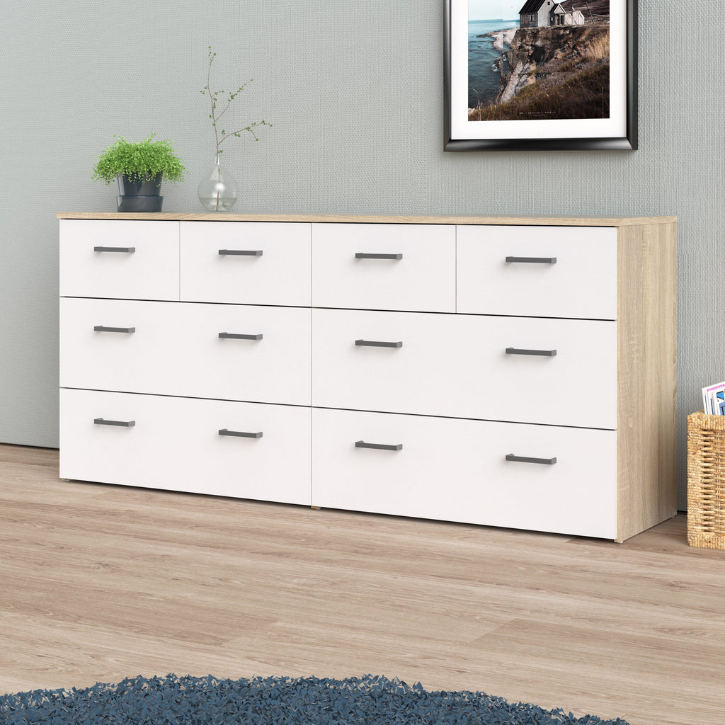 Oak Structure White 8 Drawer Double Dresser Z84326
