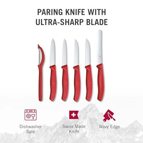 Red Set of 6 Swiss Classic Knife Set U31457