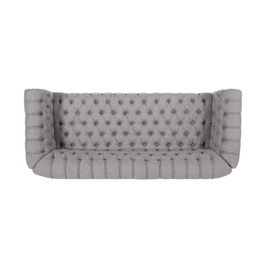 Grey Fabric Tufted 3 Seater Sofa V651