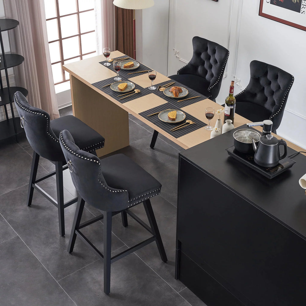 Velvet Swivel Bar Stools Set of 4 A59768