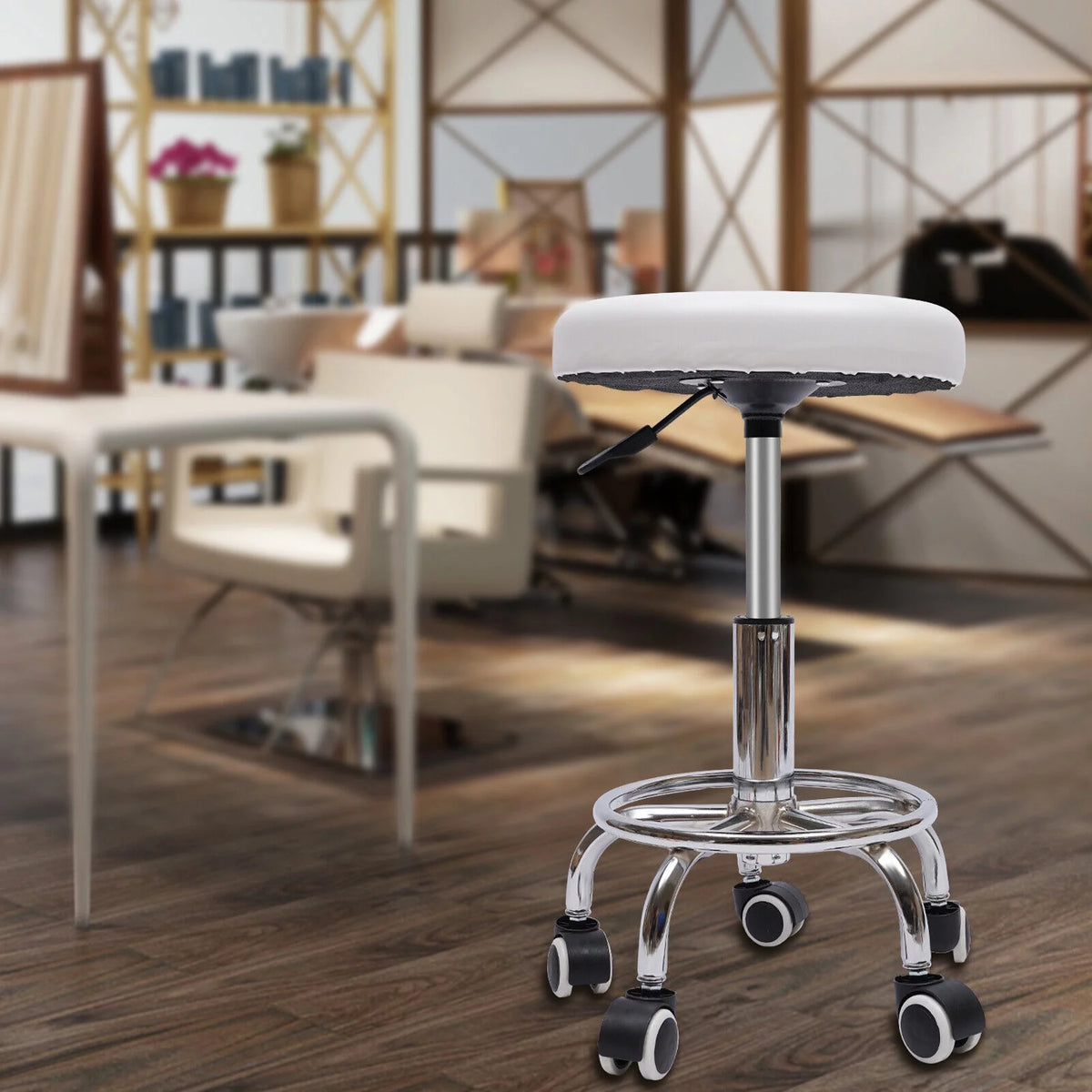 Adjustable Rolling Swivel Salon Stool with 5 Wheels V22838